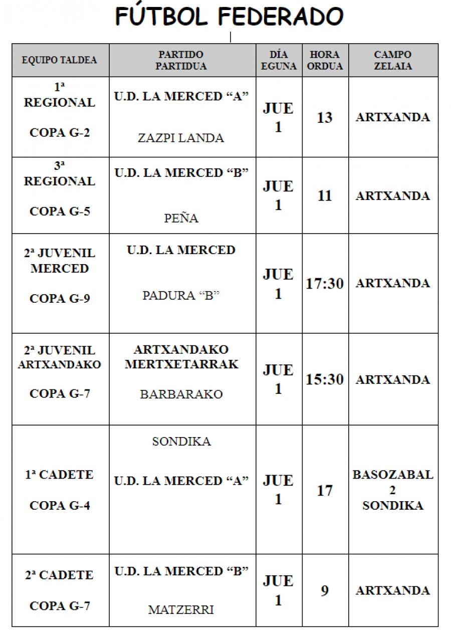 PARTIDOS DEPORTE FEDERADO
